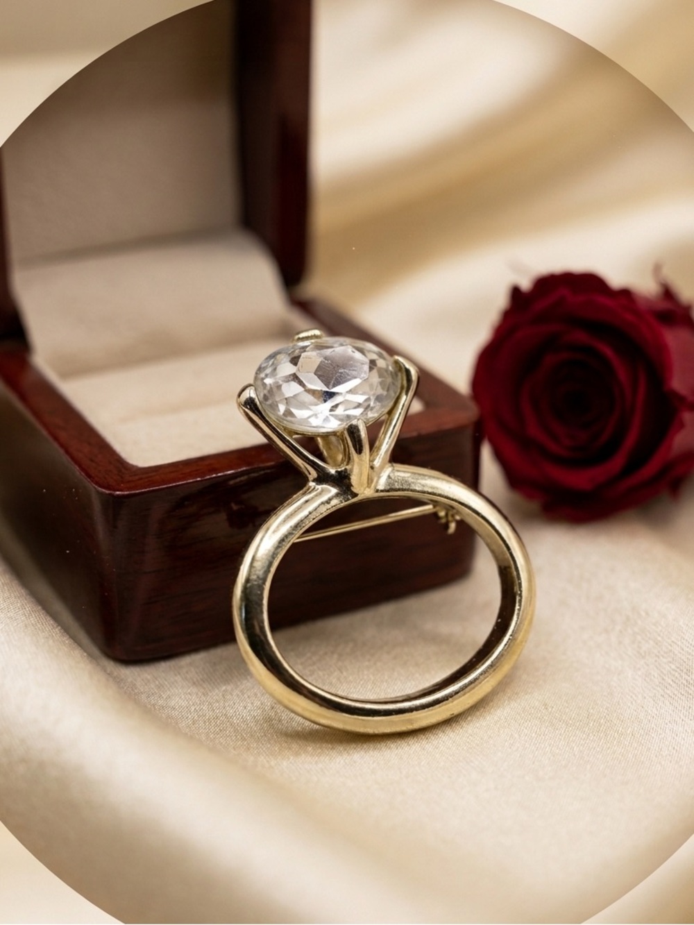 Oversized "Diamond" Engagement Ring Brooch